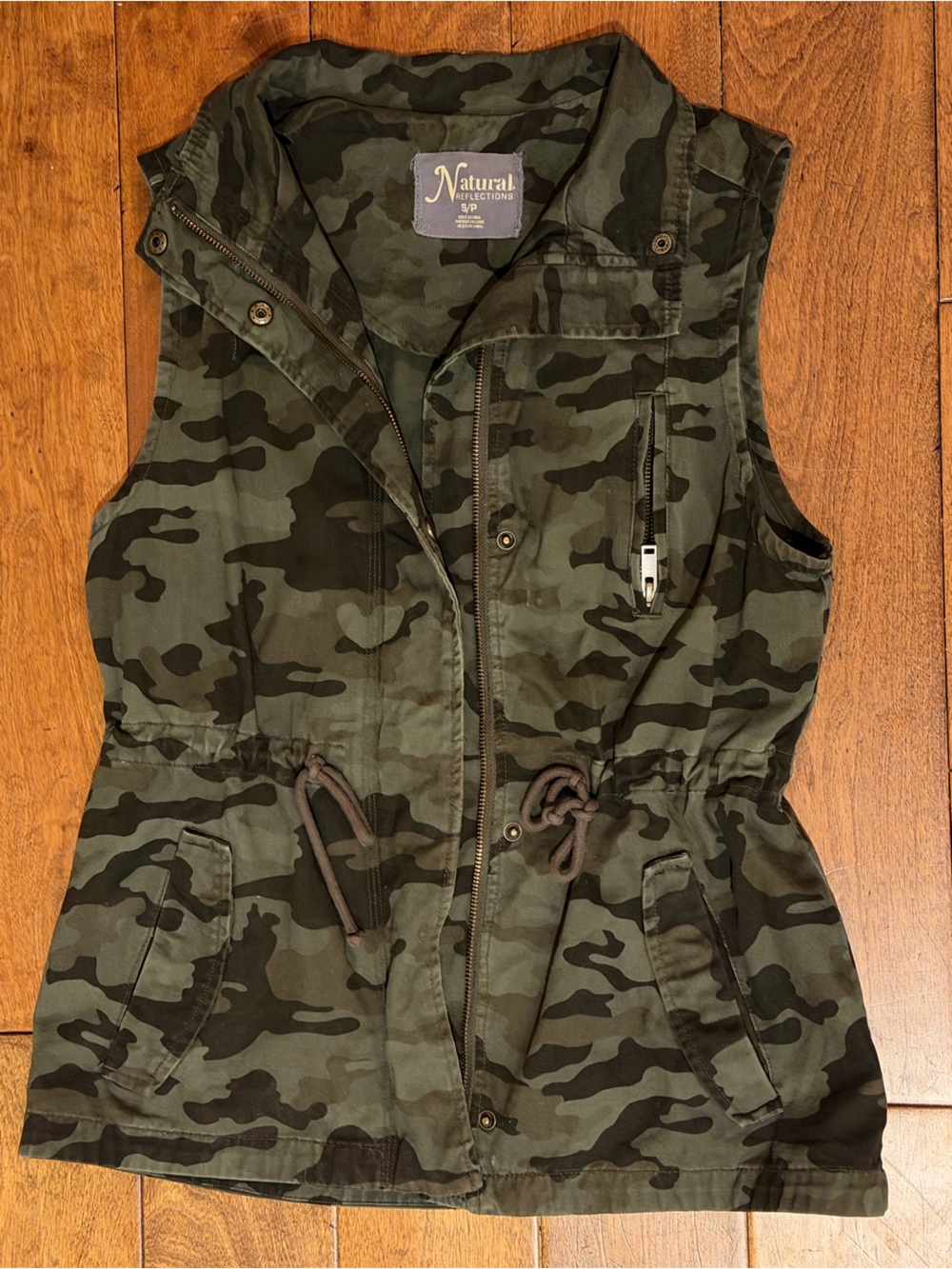 Natural Reflections Women’s Camo Utility Vest - Olive Green Small Cinch Waist